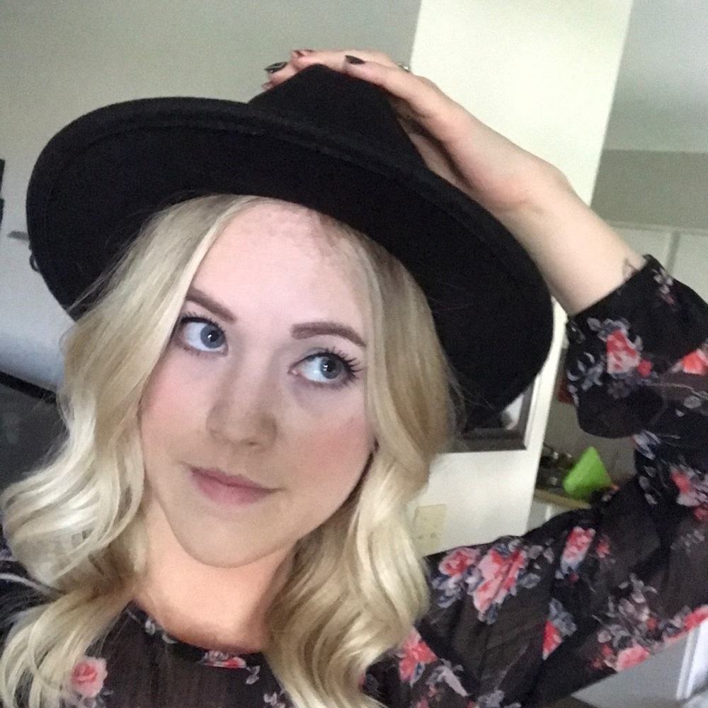 black wide brim fedora